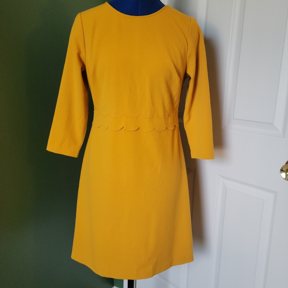 Banana Republic 4P Mustard Yellow 3/4 length Sleeve Dress